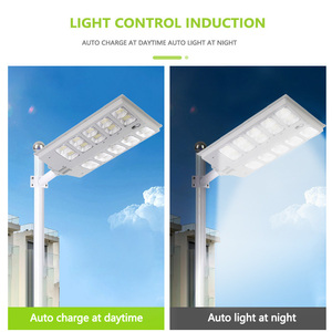 Todo en uno 600W 800W 1000W LED Luz de calle solar Sensor de movimiento Lámpara de seguridad para jardín al aire libre con poste retráctil - Product Image 6