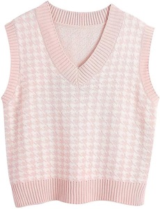 Pull en tricot sans manches géométrique à carreaux pour femmes, col en V, pull en <span class=keywords><strong>crochet</strong></span>, <span class=keywords><strong>gilet</strong></span> - Product Image 2