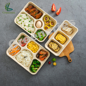Bandeja de Comida Ecológica Biodegradable y Compostable de Caña de Azúcar con 4, 5 o 6 Secciones para Almuerzo, Ideal para Escuelas, Cafeterías y Comedores - Product Image 4