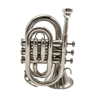 Corneta de plata niquelada Bb-clef de mano Cuerno de bolsillo Mini tres teclas Modelo de Venta caliente <span class=keywords><strong>Instrumento</strong></span> de viento de latón - Product Image 4