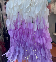 Tissu en dentelle à franges et pompons en plumes ombrées blanc lavande pour robe de mariée, robe de soirée, costume de scène