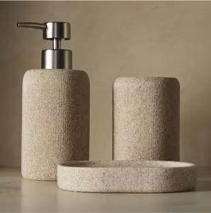 Lusso elegante in ceramica poliresina rustica in resina Boho decorazione per la casa sapone e lozione porta spazzolino da denti moderno Set da bagno - Product Image 2