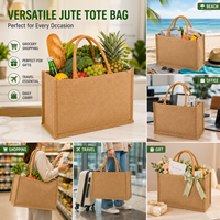 Sac fourre-tout en jute écologique avec logo personnalisé, fermeture éclair, vente en gros, sac d'épicerie en toile de jute naturelle avec poignées rembourrées