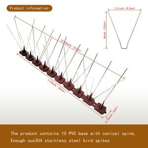 Chingyoo Lot de 10 pointes anti-oiseaux en acier inoxydable massif - Contrôle écologique des nuisibles pour pigeons, chiens, corbeaux - Montage sur clôture/rampe/toit - Product Image 4