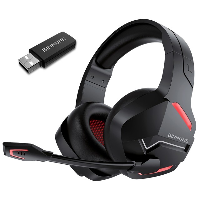 Wireless Gaming Headset Over-Ear Gaming Headphones with Noise Cancelling Mic, 2.4G USB Transmitter for PC PS4 PS5 Playstation