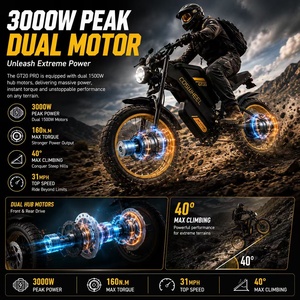 Bicicleta Eléctrica EU para GT20 Pro con Suspensión Completa, Nueva, 3000W, Velocidad Máxima de 31 MPH, Alcance de 145 Millas, Batería Dual de 40Ah, para Aventuras - Product Image 1