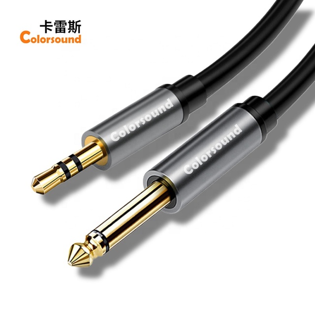 Gold Plated 6.35mm to 3.5mm Audio Adapter Nylon Weave 3.5mm to 6.35mm Grey 3.5mm to 6.5mm Cable for Speaker Guitar