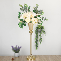 Grands vases de mariage décoratifs en métal or décoration de mariage support de fleurs, centres de table de fête de mariage plomb de route