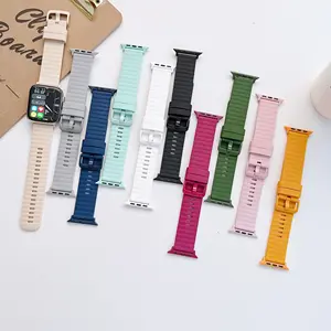 Colour Buckle Silicone Watch Straps Quick Release Wave Rubber Watch Band Waterproof 38mm For Apple Iwtch 3 4 5 6 7