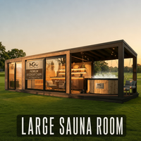 Cabine de sauna avec poêle à bois, option de chauffage à vapeur sèche traditionnelle, hôtel bien-être, grande salle de sauna intérieure
