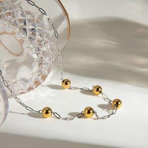 Collier à perles tendance en alliage de zinc, forme de boule, design géométrique, pour femmes, bijoux - Product Image 2