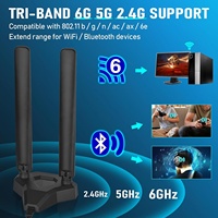 Antenne WiFi 6E Tri-Bande Eightwood 6GHz/5GHz/2.4GHz avec Base Magnétique pour Gaming, Câble d'Extension 65ft, Carte WiFi 6E PCIe pour PC/Ordinateur de Bureau, Routeur