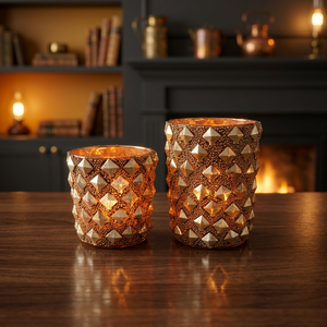 เชิงเทียนแก้วทำมือ Sonnet Decor พร้อมฐานตั้ง พิมพ์ลายดิจิตอล 1 สี สำหรับตกแต่งบ้านในวันคริสต์มาส - Product Image 2