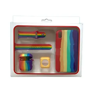 Nuovo Set Completo Colorato in Silicone Morbido per <span class=keywords><strong>Apple</strong></span> <span class=keywords><strong>Watch</strong></span>: Cinturino + Cover per Quadrante + Cover per Telefono + Custodia per Auricolari per <span class=keywords><strong>Apple</strong></span> Iwatch - Product Image 2