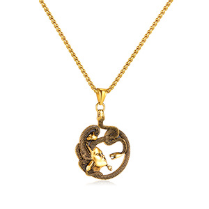 Medusa Gorgon cabeza de serpiente colgante griego con 18K chapado en oro de acero inoxidable joyería collares para Mujeres Hombres marca al por mayor - Product Image 2