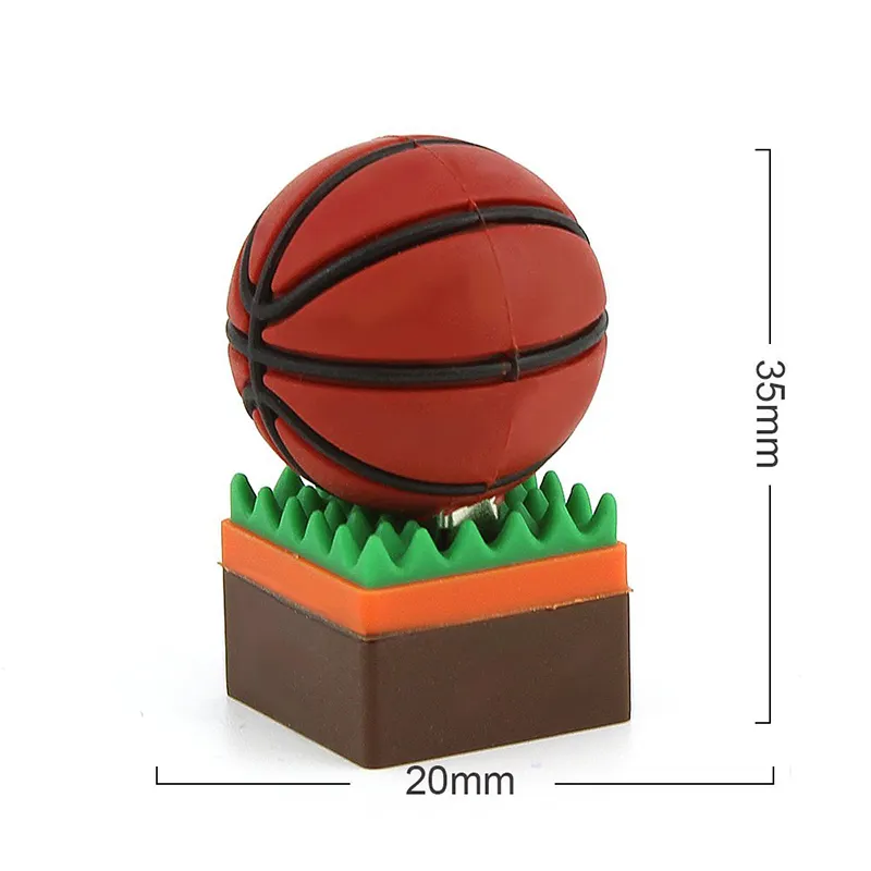 पदोन्नति उपहार बास्केटबॉल आकार पीवीसी सामग्री यूएसबी फ्लैश ड्राइव 2G 64G कस्टम लोगो मेमोरी स्टिक