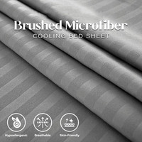 Ensemble de literie en microfibre douce personnalisé 4 pièces, rayures de 1 cm, drap de lit à rayures à poches profondes pour hôtel