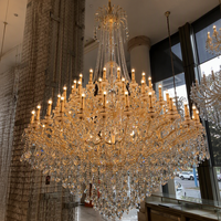 Lustre en cristal doré sur mesure, style bougie, luminaire suspendu pour hall d'hôtel, salle de banquet et projets commerciaux