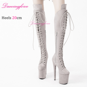 Giày nhảy cột múa cột giả da lộn quyến rũ 20cm dành cho nữ, giày cao gót thời trang, giày cao cổ đế xuồng, giày cao đến đầu gối dành cho vũ trường - Product Image 4