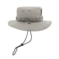 Chapeau Bob Ventilé Imperméable de Haute Qualité avec Patch en Caoutchouc Soudé par Ultrasons Personnalisé et Cordon Amovible