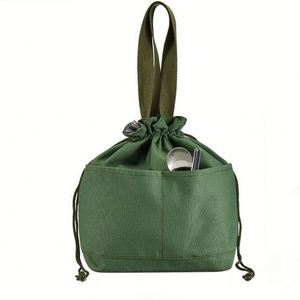 Sac isotherme en toile à cordon de serrage en gros avec plusieurs poches, fermeture à cordon, sac à déjeuner isolé pour le travail, le bureau, l'extérieur - Product Image 6