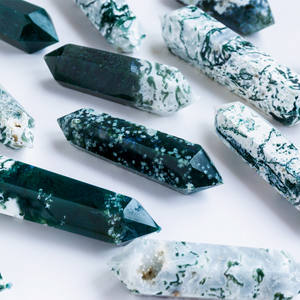 YINGLAI - Cristal Natural de Ágata Musgosa Roja de Doble Punta, Cristales Curativos para Feng Shui, Objetos de Colección Artísticos - Product Image 4