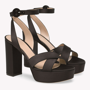 Sandales à plateforme en satin pour femmes, talon bloc, lanières croisées, boucle à la cheville, talons de soirée, bout rond, vente en gros OEM - Product Image 5
