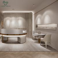 Vitrine de présentation de bijoux en verre sur pied métallique moderne avec éclairage LED, écologique et robuste, pour magasin de détail