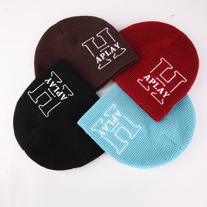 맞춤형 승화 전사 전면 프린트 Y2K 로고 커프리스 남녀공용 겨울 니트 스컬리 비니 모자 - Product Image 6