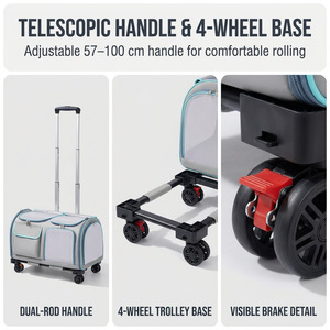 Breathable Pet Carrier Trolley Foldable Dog and Cat Travel <b>Bag</b> <b>on</b> <b>Wheels</b> Polyester Outdoor Pet Crate - Product Image 5