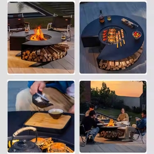 Ensemble de meubles de patio extérieur avec foyer extérieur de 120 cm (47 pouces), foyer en métal 3 en 1 avec barbecue et table extérieure - Product Image 6