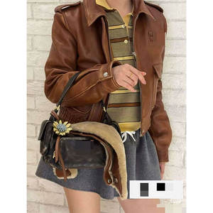 Manteau <span class=keywords><strong>trench</strong></span> en cuir d'agneau véritable pour femme, printemps 2025, nouvelle collection, taille cintrée, mi-long, vêtement d'extérieur polyvalent - Product Image 1