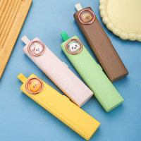 Ensemble de vaisselle portable pour enfants en acier inoxydable 304, nouveau design mignon de style chinois, comprenant une fourchette, motif dessin animé très esthétique