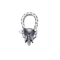 Fermoir mousqueton éléphant en argent Sterling 925 oxydé, fermoirs à pression pour l'assemblage de bijoux DIY
