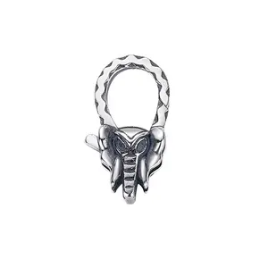 Oxidized 925 Sterling Silver Elephant Lobster Clasp Lock, Snap Lock Clasps For DIY Jewelry Assemble