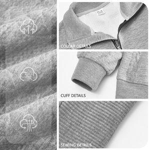 Sudadera de punto retro para hombre con cuello alto y cremallera, manga larga, informal, para exteriores, con función antipilling - Product Image 2