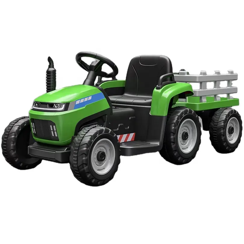 Tractor a batería de 12V con remolque y motor dual, vehículo eléctrico para niños de 12V