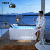 Baignoire autoportante rectangulaire Adak, baignoire acrylique portable d'intérieur, drain intégré, écologique, garantie 5 ans, facile à nettoyer, 60 gal+