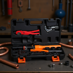 Herramienta de prensado hidráulica para tuberías de cobre PEX de 1/2, 3/4 y 1 pulgada con mordazas para anillos de cobre, cumple con las normas ASTM F1807 - Product Image 2