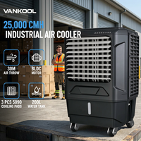 Refroidisseur d'air évaporatif portable OEM 25000 cmh, réservoir d'eau 200L, climatiseur électrique extérieur en plastique, fabricant de refroidisseurs d'air industriels