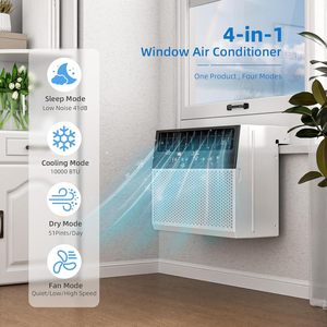 เครื่องปรับอากาศแบบติดหน้าต่างรูปตัวยู WIFI 10000 BTU ความถี่คงที่ ระบบทำความเย็น/ทำความร้อน แบบพกพา ประหยัดพลังงาน เงียบพิเศษ - Product Image 4
