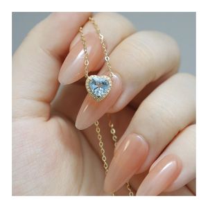 Xinfly - Collar de Diamantes en Forma de Corazón con Aguamarina y Oro Puro de 18K, Joyería Fina Au750, Personalizable - Product Image 1
