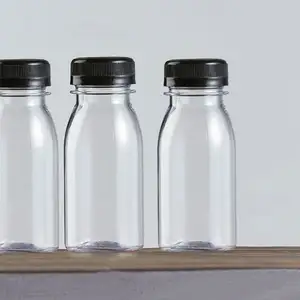 ジュースドリンクボトルエナジージンジャーショットボトルキャップ付き小さな空のPETプラスチックミニ2オンス60ml 4オンス120mlスクリーン印刷飲料