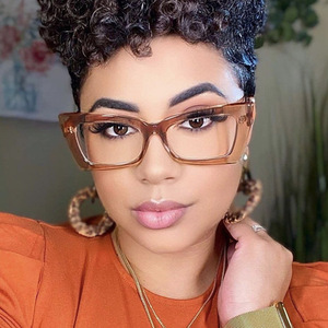 2024, montura de anteojos de moda Anti-luz azul para mujer, gafas de cristal lisas cuadradas <span class=keywords><strong>Retro</strong></span>, gafas grandes de tendencia personalizadas - Product Image 2