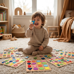 Tavola Montessori in Legno con Lettere Numeri e Forme all'Ingrosso Gioco Puzzle 3D per l'Apprendimento dell'Alfabeto Giocattolo Educativo Fai-da-Te per Bambini e Bambine - Product Image 3