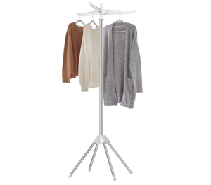 Séchoir à linge pliable <span class=keywords><strong>avec</strong></span> 3 bras rotatifs pour cintres, en acier inoxydable, pour 27 vêtements - Product Image 1