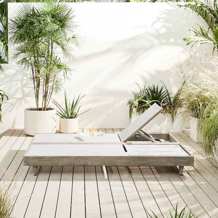 Pool patio sunbed garden set teak furniture outdoor chaise double lounger