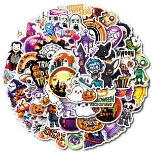 50 pezzi di giocattoli dei cartoni animati di Halloween per bambini adesivi per decorazioni <span class=keywords><strong>murali</strong></span> libro Ghost testa di zucca adesivo - Product Image 2