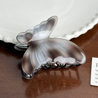 Pince à cheveux en acétate écologique faite à la main, motif papillon féerique, lumineuse, polyvalente, pour queue de cheval, par Mirror Lian Jewelry