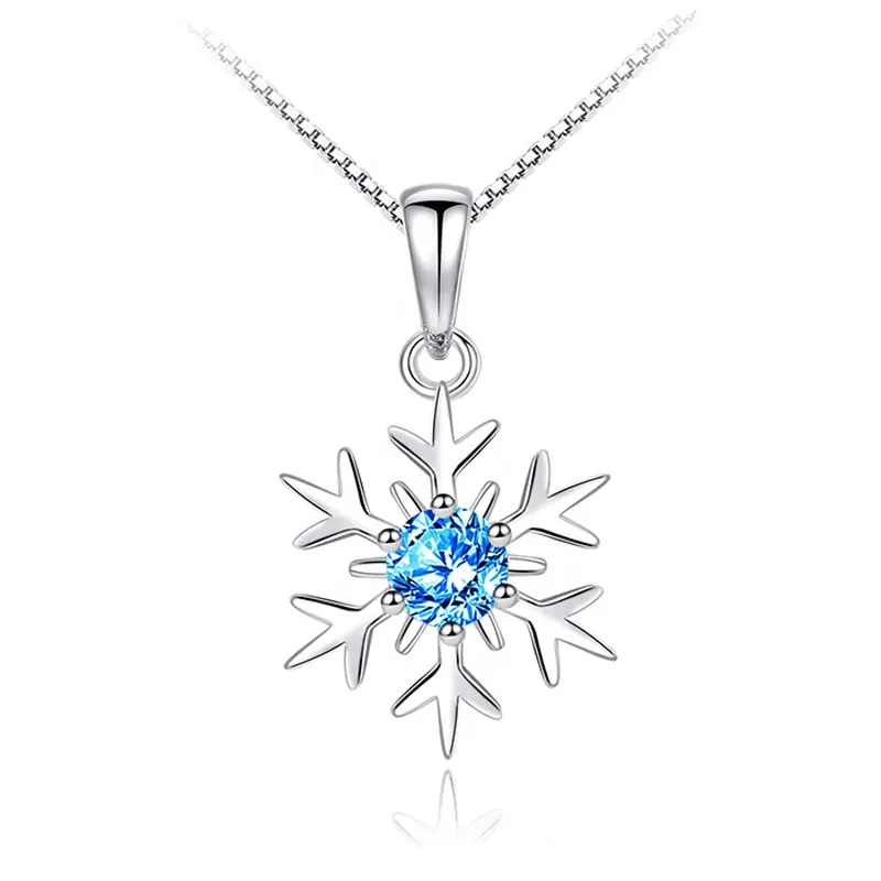 Snowflake Pendant Necklace Sterling Silver 5A Cubic Zirconia Fine Jewelry